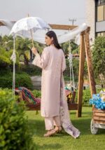 Pakistani clothing brands eshaisha festive lawn embroidered collection 2025, unstitched 3 piece embroidered suit, EA-LL-5548, back