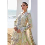 Pakistani clothing brands maria b lawn eid collection 2025, yellow unstitched 3 piece embroidered suit, el-25-04, dupatta style