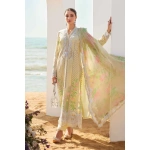 Pakistani clothing brands maria b lawn eid collection 2025, yellow unstitched 3 piece embroidered suit, el-25-04, front shirt & dupatta