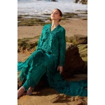 Pakistani clothing brands maria b lawn eid collection 2025, sea green unstitched 3 piece embroidered suit, el-25-05, front shirt