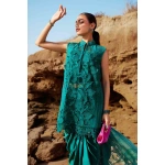 Pakistani clothing brands maria b lawn eid collection 2025, sea green unstitched 3 piece embroidered suit, el-25-05, shirt style