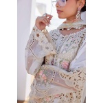 Pakistani clothing brands maria b lawn eid collection 2025, off white unstitched 3 piece embroidered suit, el-25-07, sleeves embroidey