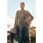 Pakistani clothing brands maria b lawn eid collection 2025, coffee & teal unstitched 3 piece embroidered suit, el-25-08, kameez deisgn