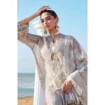Pakistani clothing brands maria b lawn eid collection 2025, ivory unstitched 3 piece embroidered suit, el-25-09, shirt embroidery