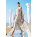 Pakistani clothing brands maria b lawn eid collection 2025, ivory unstitched 3 piece embroidered suit, el-25-09, salwar kameez & dupatta