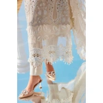 Pakistani clothing brands maria b lawn eid collection 2025, ivory unstitched 3 piece embroidered suit, el-25-09, shirt daman border and trouser