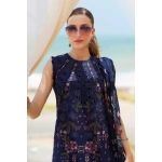 Pakistani clothing brands maria b lawn eid collection 2025, navy unstitched 3 piece embroidered suit, el-25-10, front shirt