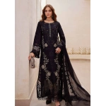 Pakistani clothing brands maria b lawn eid collection 2025, unstitched 3 piece embroidered suit, black, el-25-03, front
