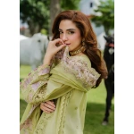 Elaf Premium Luxury Lawn Collection 2025 | ELH-1A PISTACIA, 3-piece Pakistani designer lawn suits in the UK- Zee Collections. sleeves and dupatta