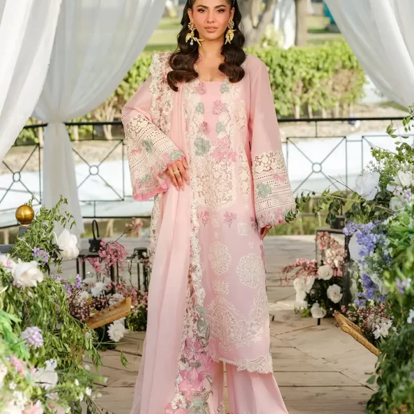 Elaf Premium Luxury Lawn Collection 2025 | ELH-1A PISTACIAELH-1B SOPHIA, 3-piece Pakistani designer lawn suits in the UK- Zee Collections. FRONT