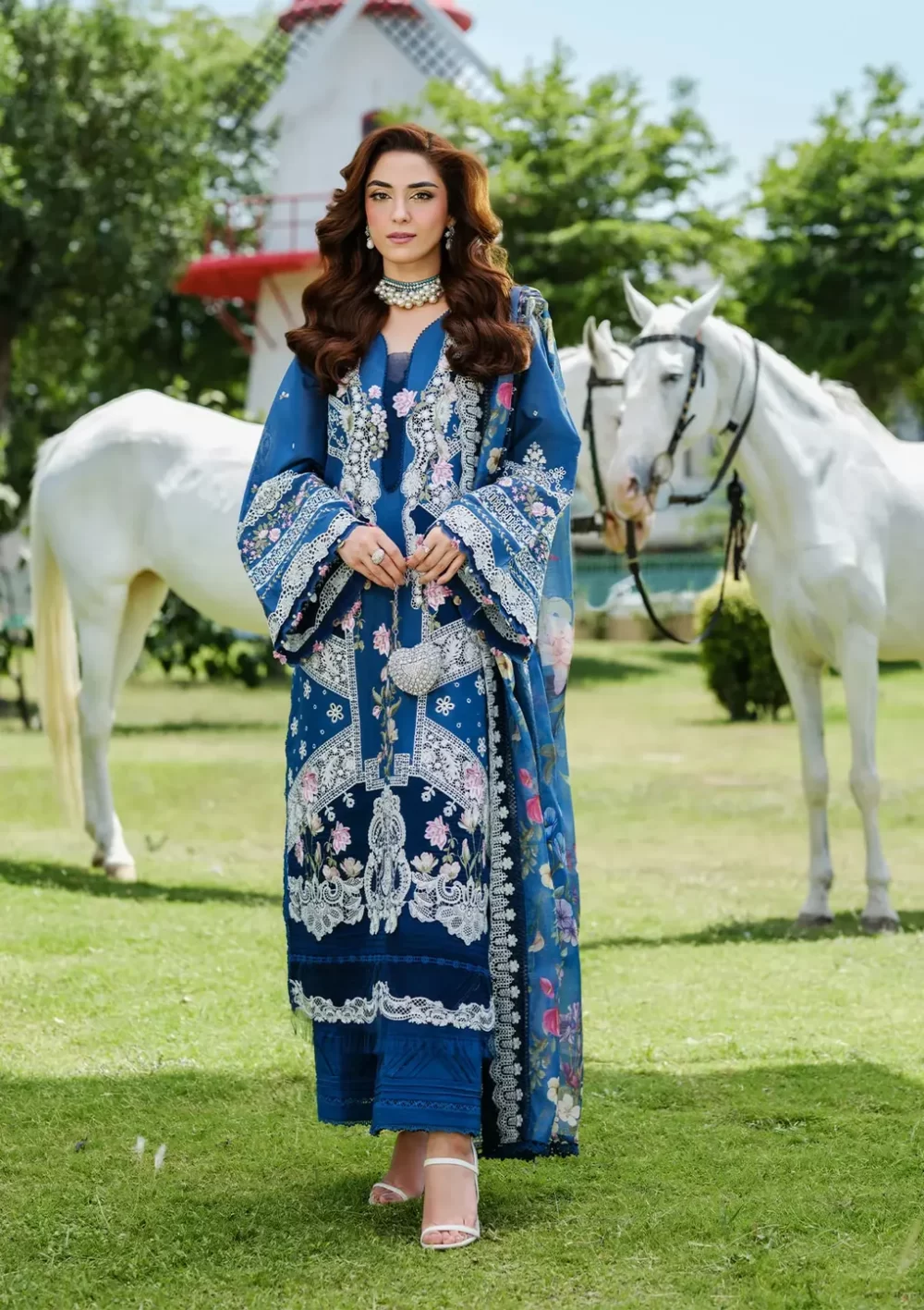 Elaf Premium Luxury Lawn Collection 2025 | ELH-4B FROSTELELH-2A ZIVA, 3-piece Pakistani designer lawn suits in the UK- Zee Collections. FRONT