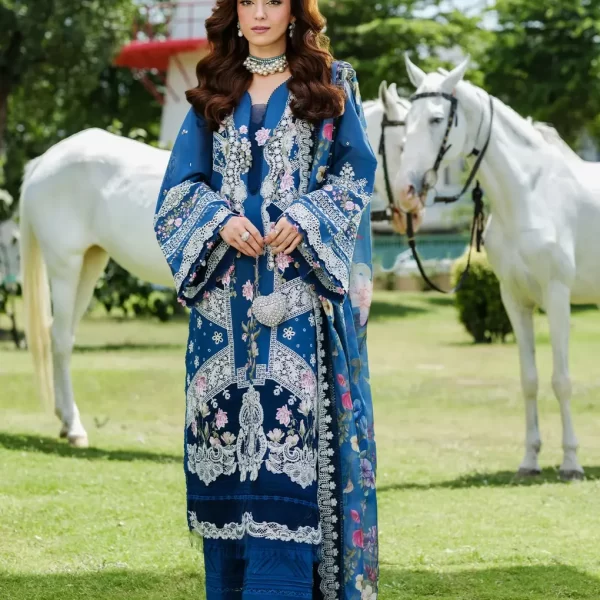 Elaf Premium Luxury Lawn Collection 2025 | ELH-4B FROSTELELH-2A ZIVA, 3-piece Pakistani designer lawn suits in the UK- Zee Collections. FRONT