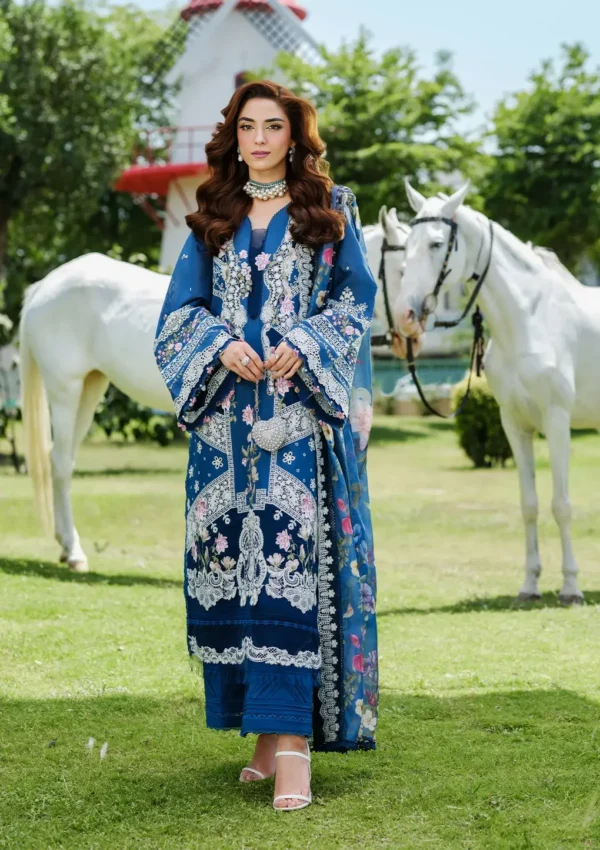 Elaf Premium Luxury Lawn Collection 2025 | ELH-4B FROSTELELH-2A ZIVA, 3-piece Pakistani designer lawn suits in the UK- Zee Collections. FRONT