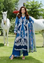 Elaf Premium Luxury Lawn Collection 2025 | ELH-4B FROSTELELH-2A ZIVA, 3-piece Pakistani designer lawn suits in the UK- Zee Collections. FRONT embroidery and dupatta