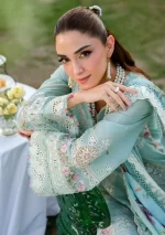 Elaf Premium Luxury Lawn Collection 2025 | ELH-2B ZOYA, 3-piece Pakistani designer lawn suits in the UK- Zee Collections. sleeves