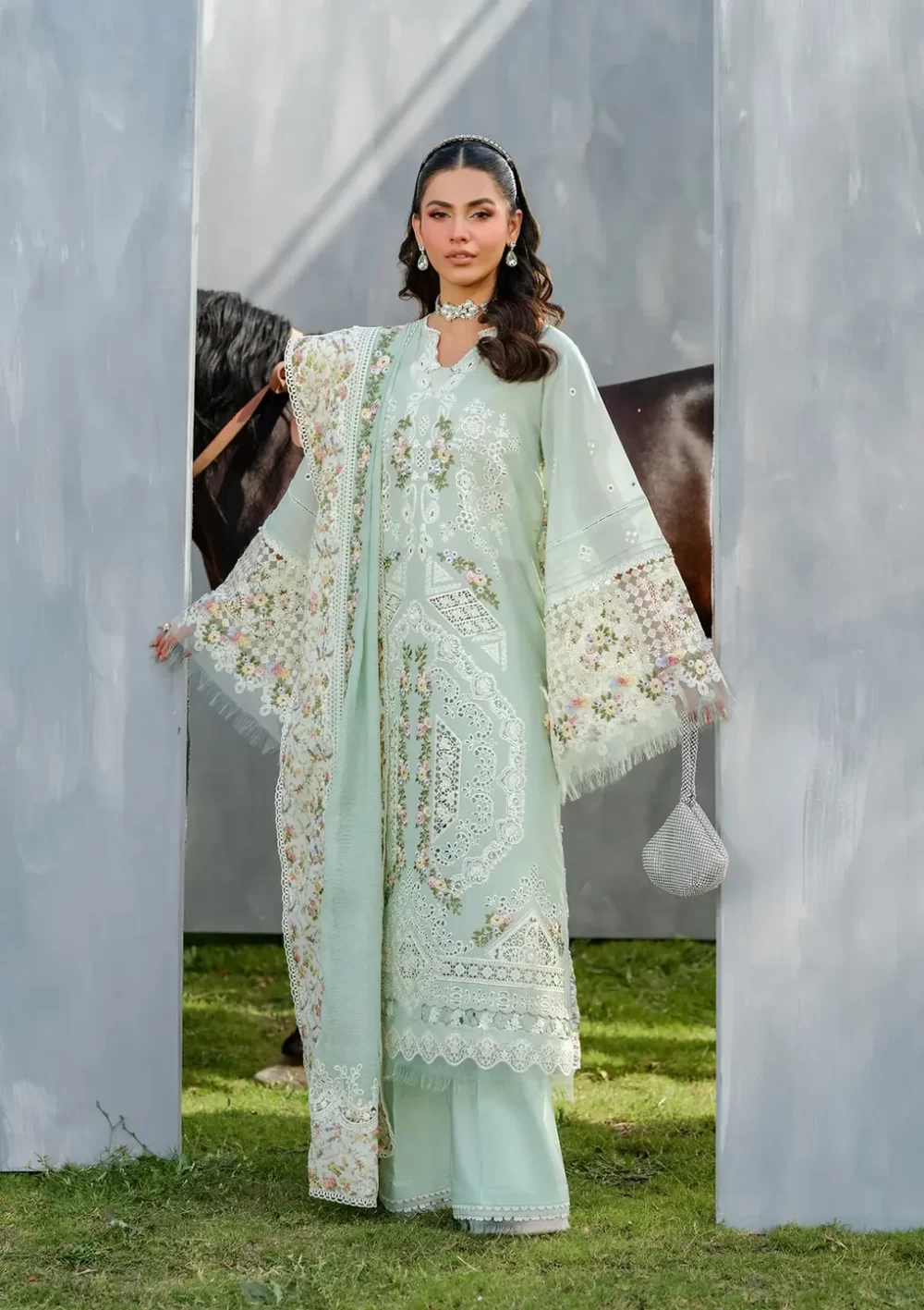 Elaf Premium Luxury Lawn Collection 2025 | ELH-4B FROSTEL, 3-piece Pakistani designer lawn suits in the UK- Zee Collections. FRONT