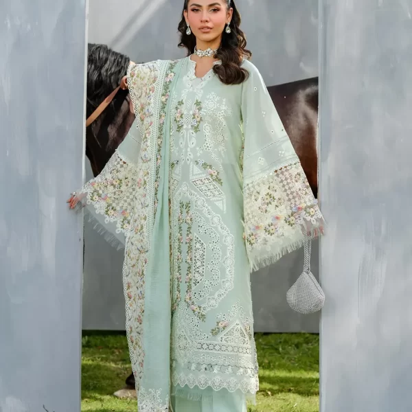 Elaf Premium Luxury Lawn Collection 2025 | ELH-4B FROSTEL, 3-piece Pakistani designer lawn suits in the UK- Zee Collections. FRONT