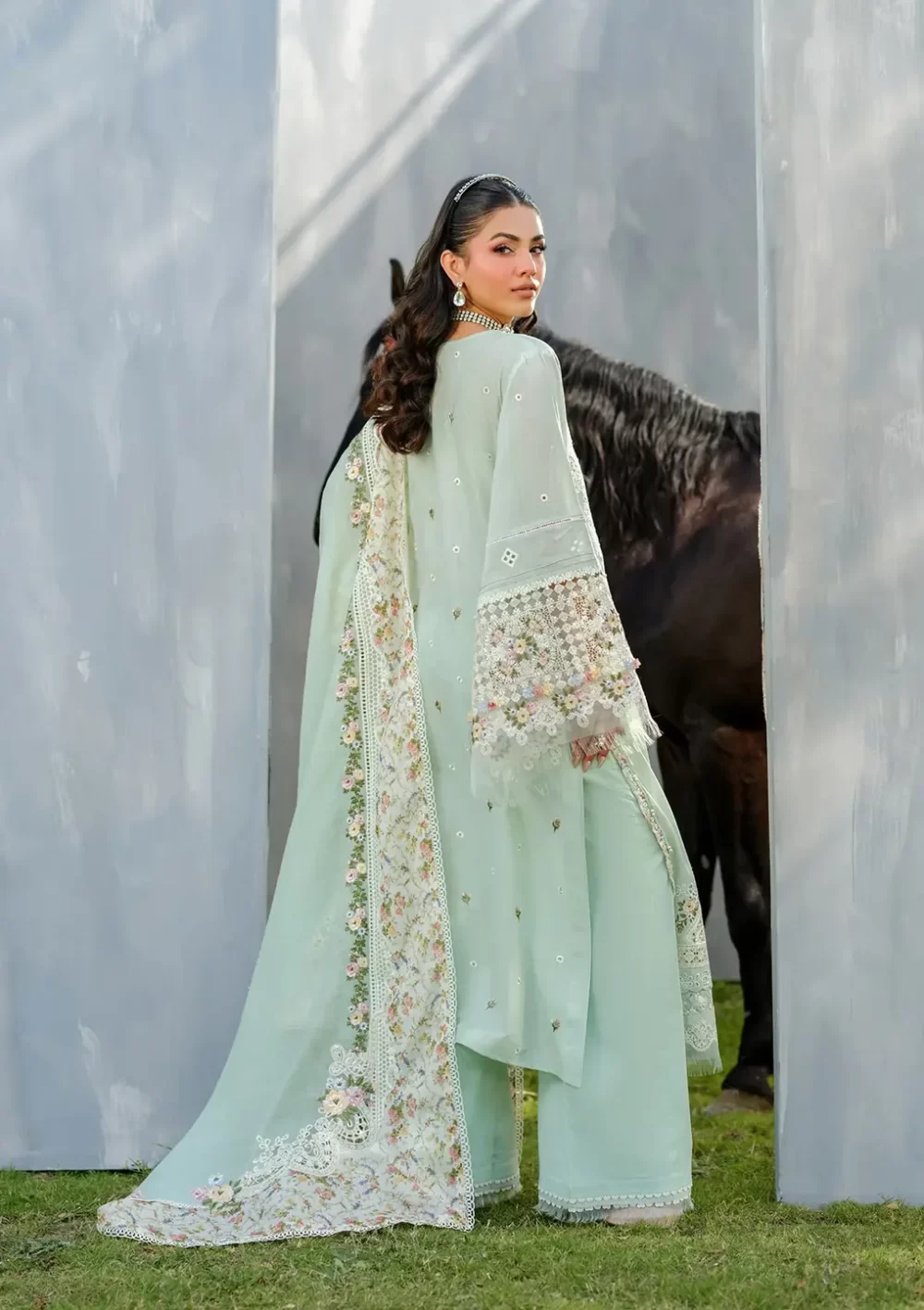 Elaf Premium Luxury Lawn Collection 2025 | ELH-4B FROSTEL, 3-piece Pakistani designer lawn suits in the UK- Zee Collections. back