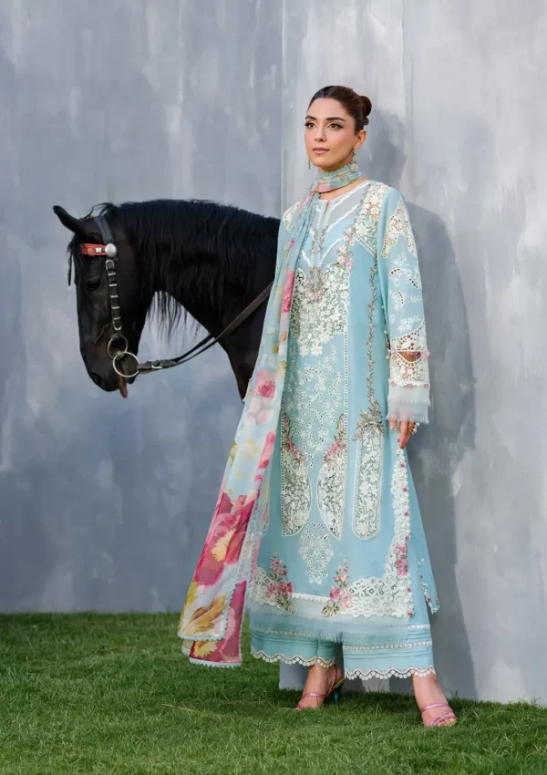 Elaf ELH-5B Elya unstitched 3-piece luxury lawn suit - Premium Lawn Collection 2025 front UK