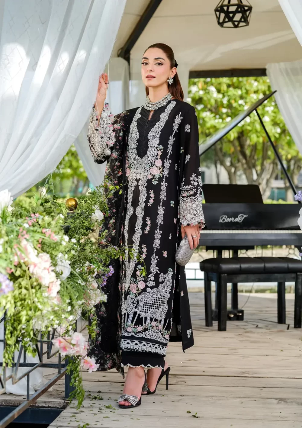 Elaf Premium Luxury Lawn Collection 2025 | ELH-6A SERENA, 3-piece Pakistani designer lawn suits in the UK- Zee Collections. kameez embroidery