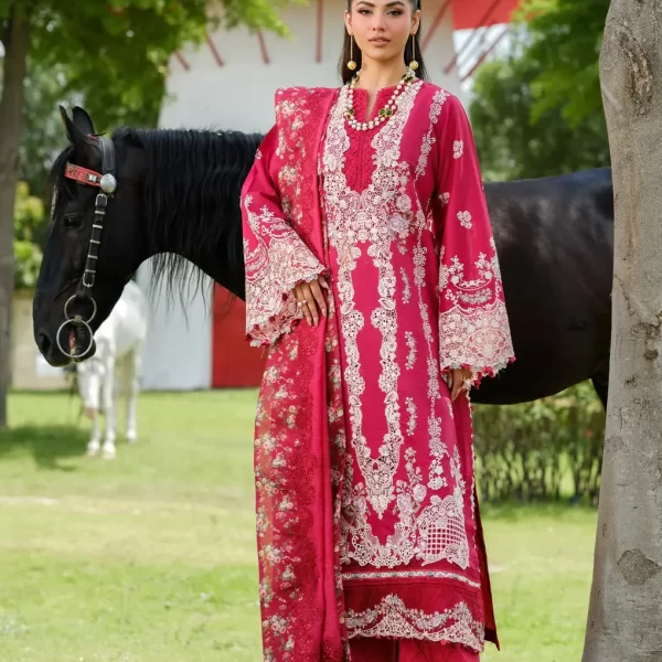 Elaf Premium Luxury Lawn Collection 2025 | ELH-6B JULIET, 3-piece Pakistani designer lawn suits in the UK- Zee Collections. FRONT