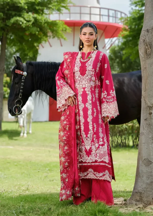Elaf ELH-6B Juliet unstitched 3-piece luxury lawn suit - Premium Lawn Collection 2025 front UK