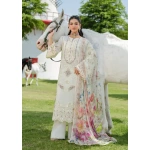 Elaf Premium Luxury Lawn Collection 2025 | ELH-7A WHITE EMPRESS, 3-piece Pakistani designer lawn suits in the UK- Zee Collections. FRONT