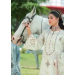Elaf Premium Luxury Lawn Collection 2025 | ELH-7A WHITE EMPRESS, 3-piece Pakistani designer lawn suits in the UK- Zee Collections. kammez and sleeves