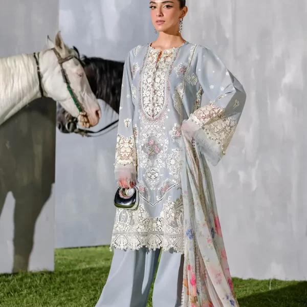 Elaf Premium Luxury Lawn Collection 2025 | ELH-7B ISSABEL, 3-piece Pakistani designer lawn suits in the UK- Zee Collections. FRONT