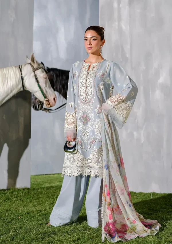 Elaf Premium Luxury Lawn Collection 2025 | ELH-7B ISSABEL, 3-piece Pakistani designer lawn suits in the UK- Zee Collections. FRONT