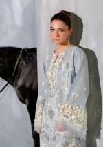 Elaf Premium Luxury Lawn Collection 2025 | ELH-7B ISSABEL, 3-piece Pakistani designer lawn suits in the UK- Zee Collections. front shirt embroidery