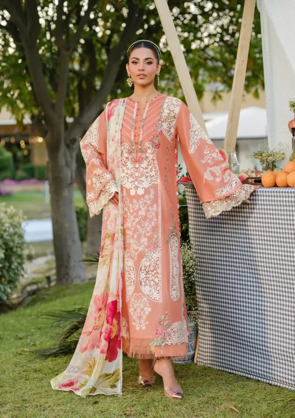 Elaf ELH-5A Autumn Dream unstitched 3-piece luxury lawn suit - Premium Lawn Collection 2025 front UK