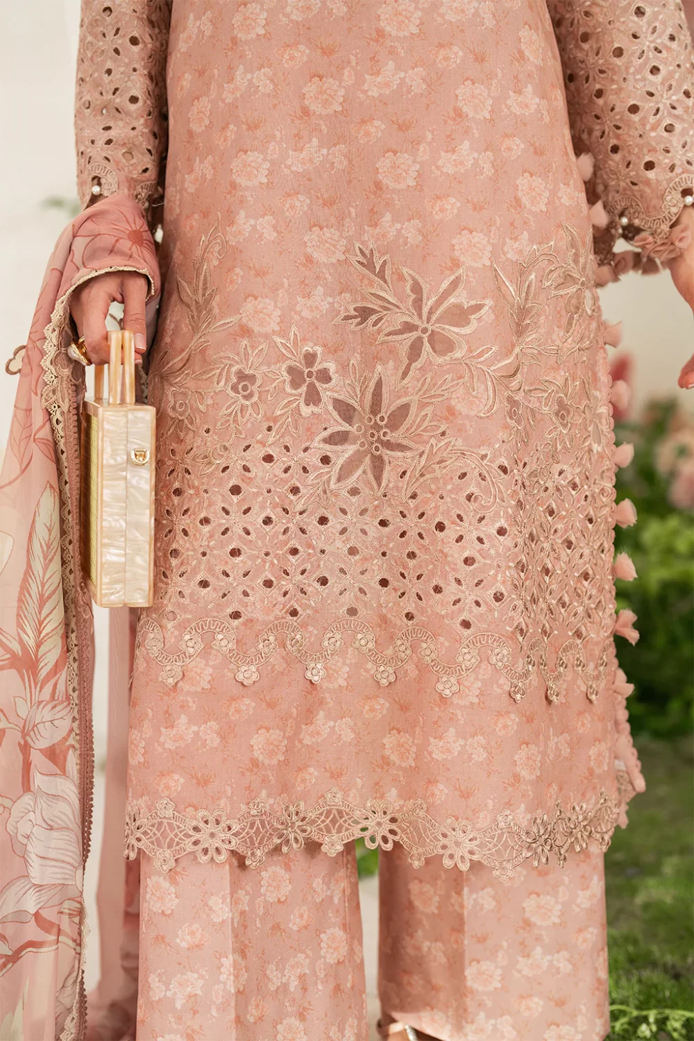 Iznik Festive Edition 2025 | IFE-12, 3-piece Pakistani designer lawn suits in the UK- Zee Collections. FRONT shirt border