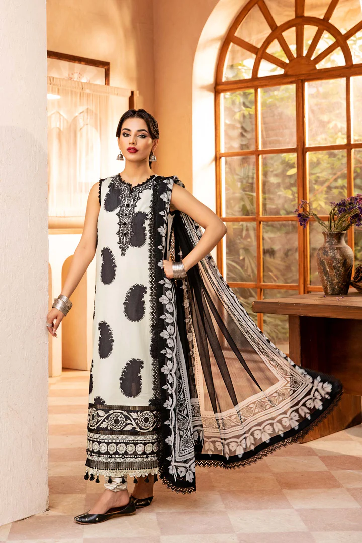Pakistani clothing brands Maria B M. Basics Unstitched Eid II Lawn 25’, unstitched 3-piece lawn suit, MB-D-11B, front