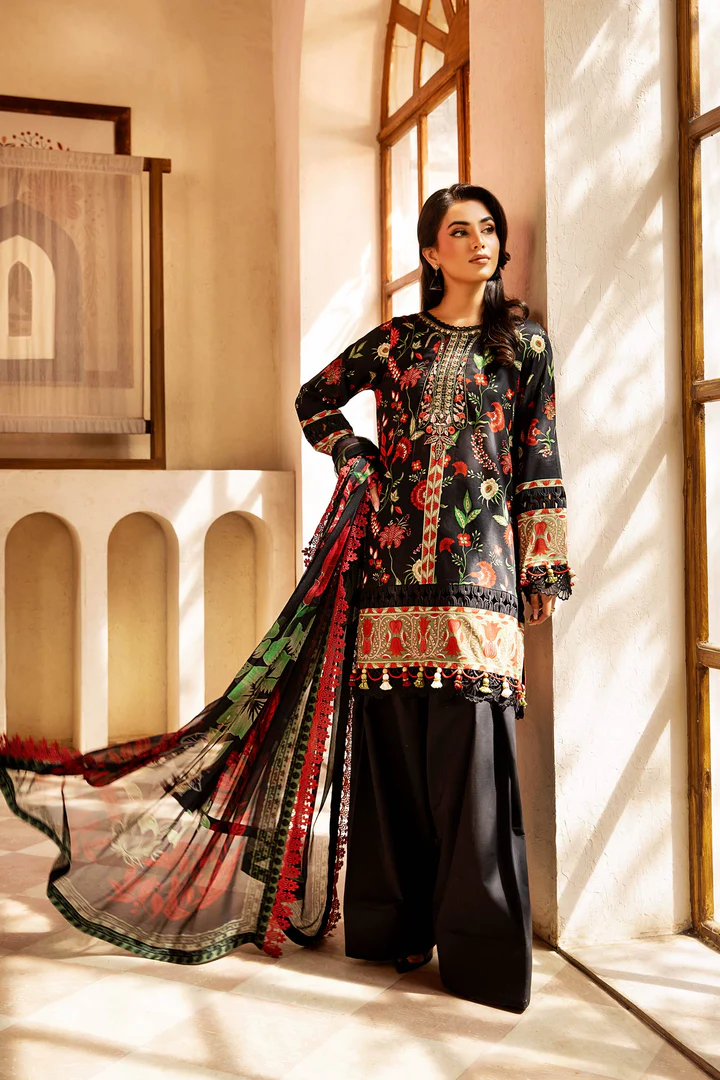 Pakistani clothing brands Maria B M. Basics Unstitched Eid II Lawn 25’, unstitched 3-piece lawn suit, MB-D-01A, front