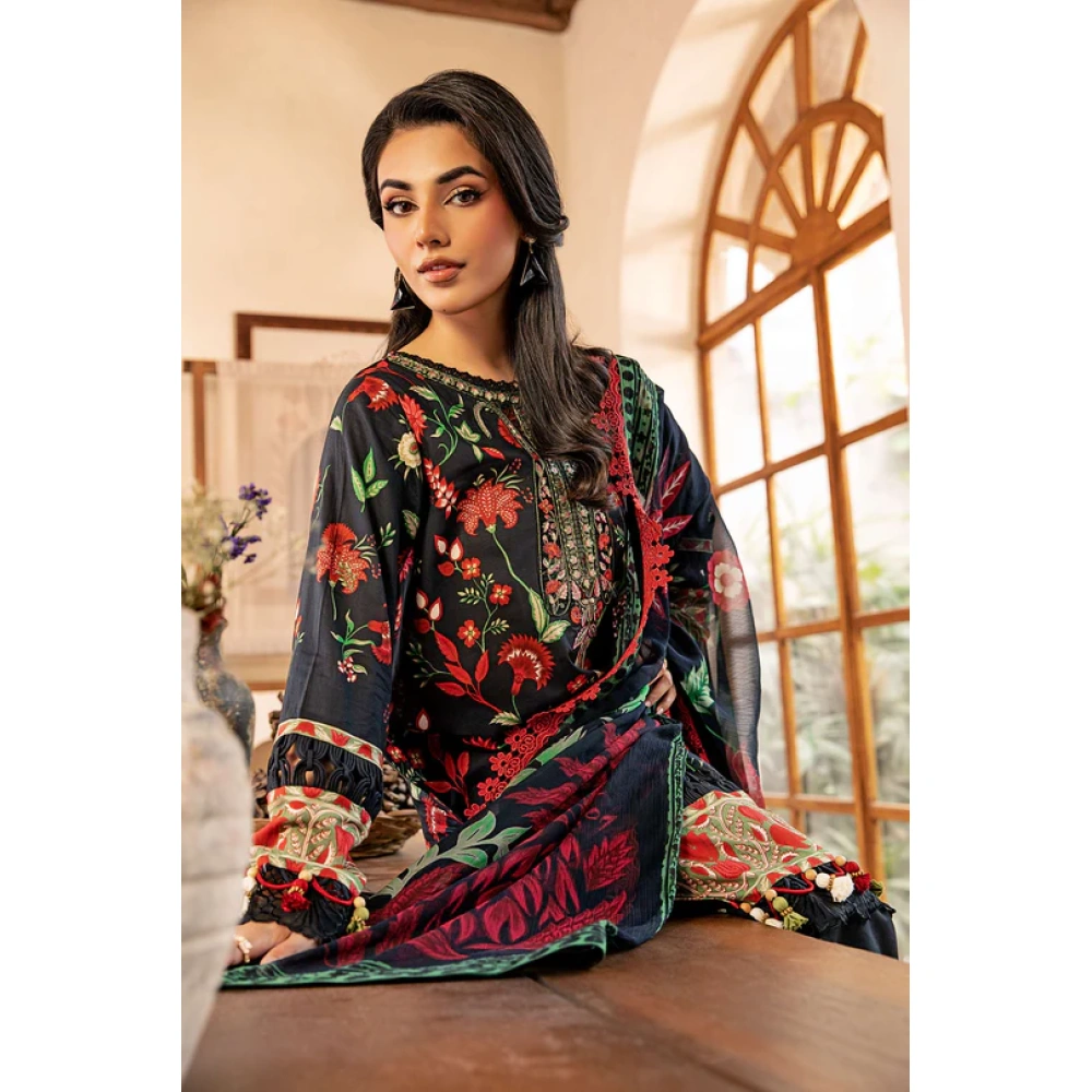 Pakistani clothing brands Maria B M. Basics Unstitched Eid II Lawn 25’, unstitched 3-piece lawn suit, MB-D-01A, front shirt
