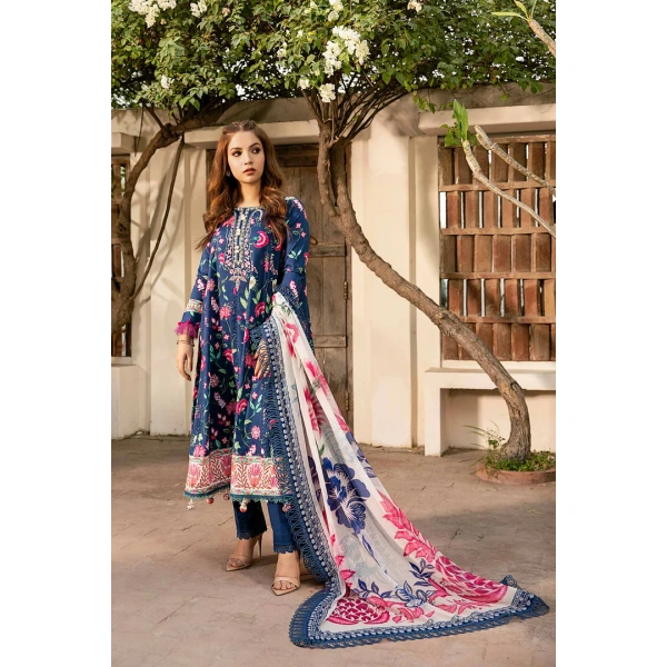 Pakistani clothing brands Maria B M. Basics Unstitched Eid II Lawn 25’, unstitched 3-piece lawn suit, MB-D-01b, front