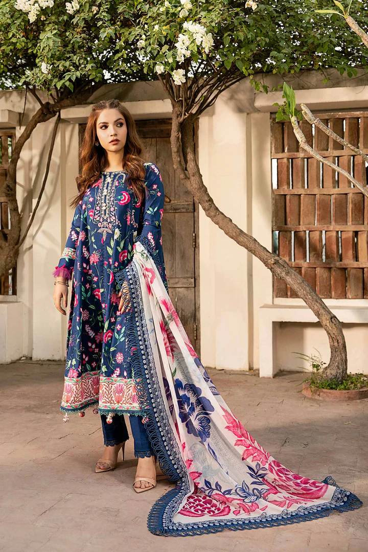Pakistani clothing brands Maria B M. Basics Unstitched Eid II Lawn 25’, unstitched 3-piece lawn suit, MB-D-01b, front