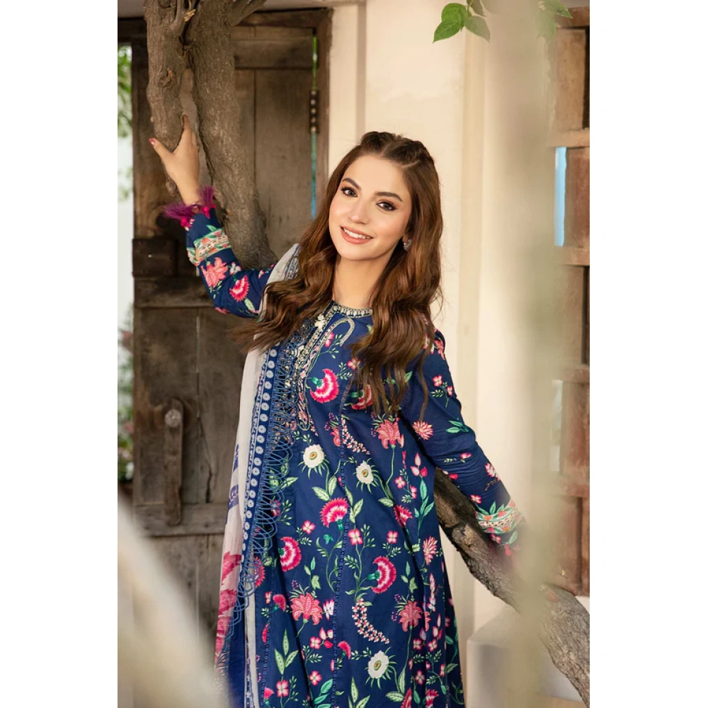 Pakistani clothing brands Maria B M. Basics Unstitched Eid II Lawn 25’, unstitched 3-piece lawn suit, MB-D-01b, front shirt