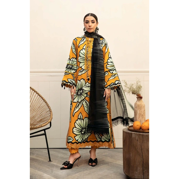 Pakistani clothing brands Maria B M. Basics Unstitched Eid II Lawn 25’, unstitched 3-piece lawn suit, MB-D-02A, front
