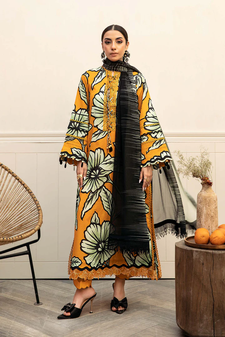 Pakistani clothing brands Maria B M. Basics Unstitched Eid II Lawn 25’, unstitched 3-piece lawn suit, MB-D-02A, front