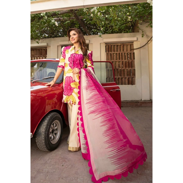 Pakistani clothing brands Maria B M. Basics Unstitched Eid II Lawn 25’, unstitched 3-piece lawn suit, MB-D-02b, front