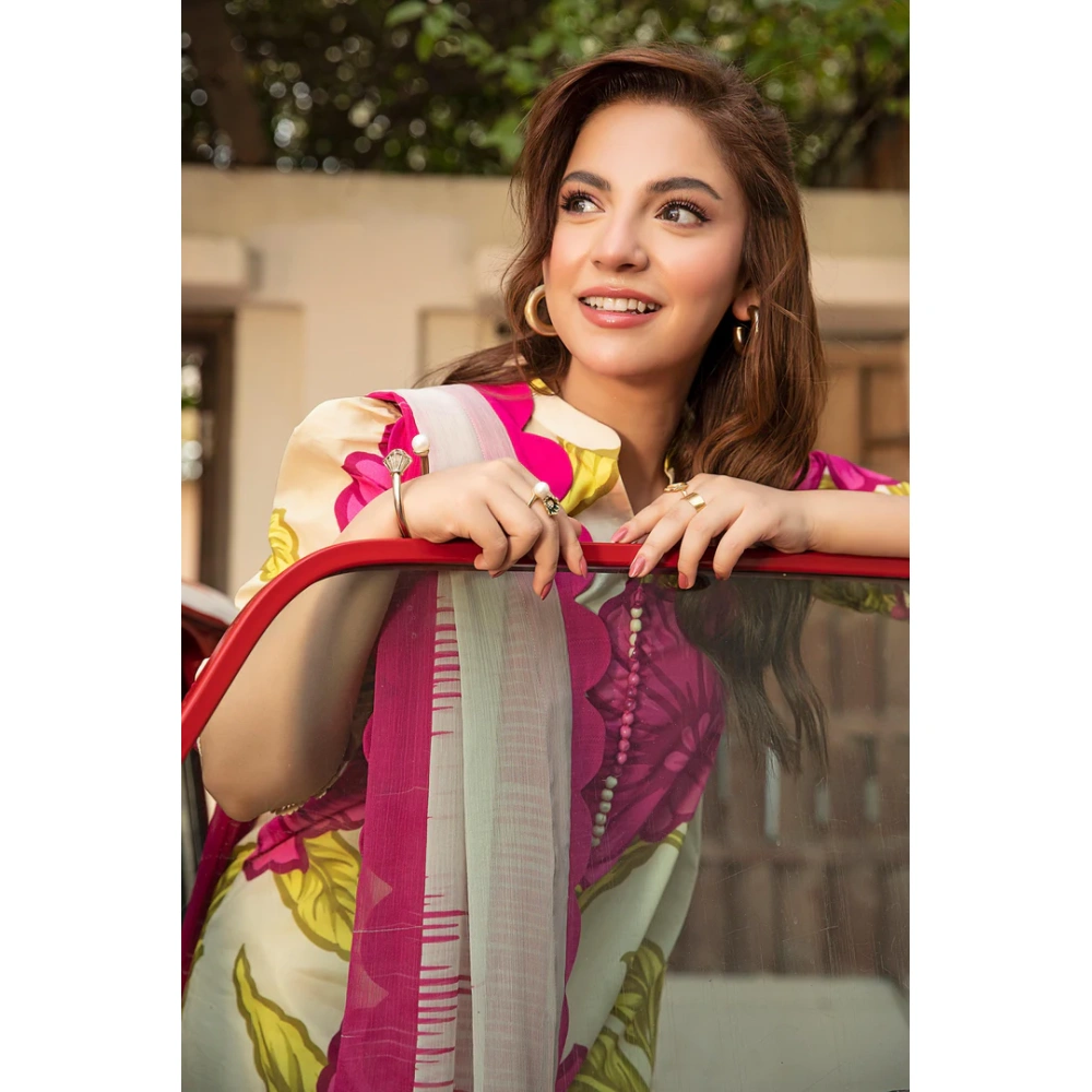 Pakistani clothing brands Maria B M. Basics Unstitched Eid II Lawn 25’, unstitched 3-piece lawn suit, MB-D-02b, front dupatta