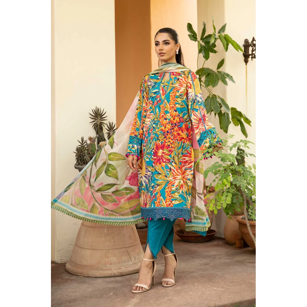 Pakistani clothing brands Maria B M. Basics Unstitched Eid II Lawn 25’, unstitched 3-piece lawn suit, MB-D-03a, front