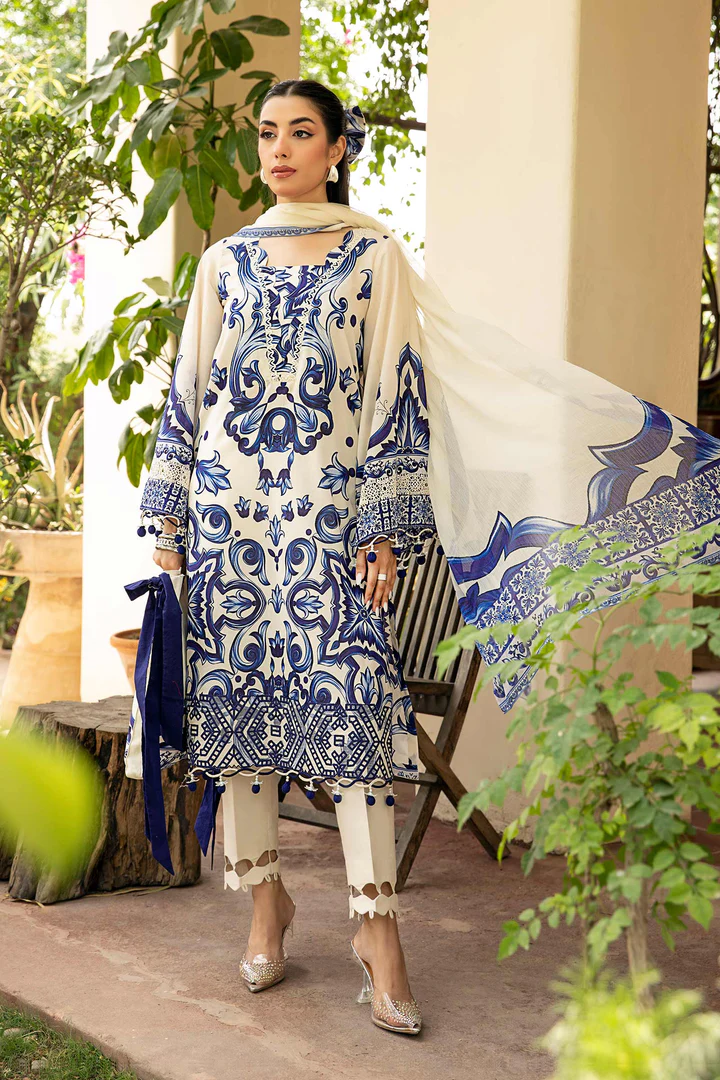 Pakistani clothing brands Maria B M. Basics Unstitched Eid II Lawn 25’, unstitched 3-piece lawn suit, MB-D-04a, front