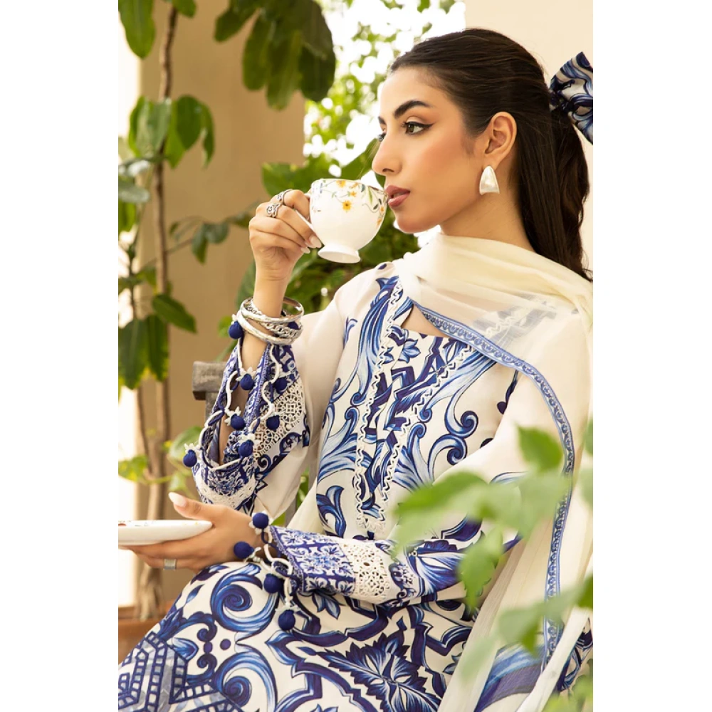 Pakistani clothing brands Maria B M. Basics Unstitched Eid II Lawn 25’, unstitched 3-piece lawn suit, MB-D-04a