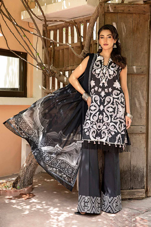 Pakistani clothing brands Maria B M. Basics Unstitched Eid II Lawn 25’, unstitched 3-piece lawn suit, MB-D-04B, front