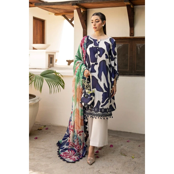 Pakistani clothing brands Maria B M. Basics Unstitched Eid II Lawn 25’, unstitched 3-piece lawn suit, MB-D-05b, front