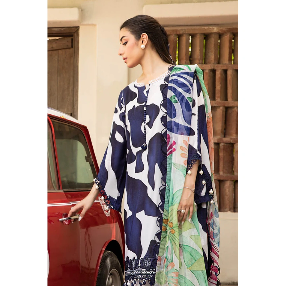 Pakistani clothing brands Maria B M. Basics Unstitched Eid II Lawn 25’, unstitched 3-piece lawn suit, MB-D-05b, front shirt