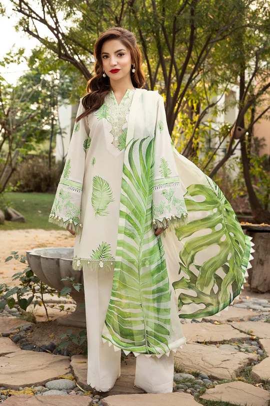 Pakistani clothing brands Maria B M. Basics Unstitched Eid II Lawn 25’, unstitched 3-piece lawn embroidered suit, MB-D-06B, front